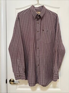 Men's Button-Down Shirt - Burgundy/White